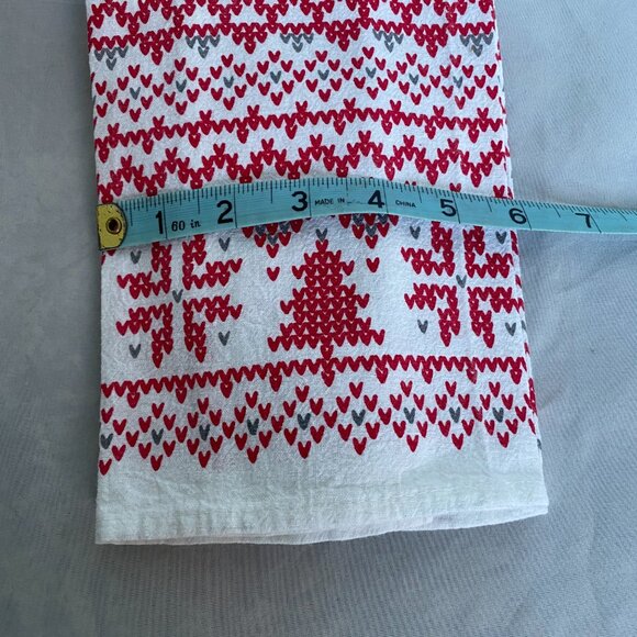 Crochet Top Hanging Red Christmas Trees Snowflakes Flour Sack Kitchen Towel - Picture 7 of 8